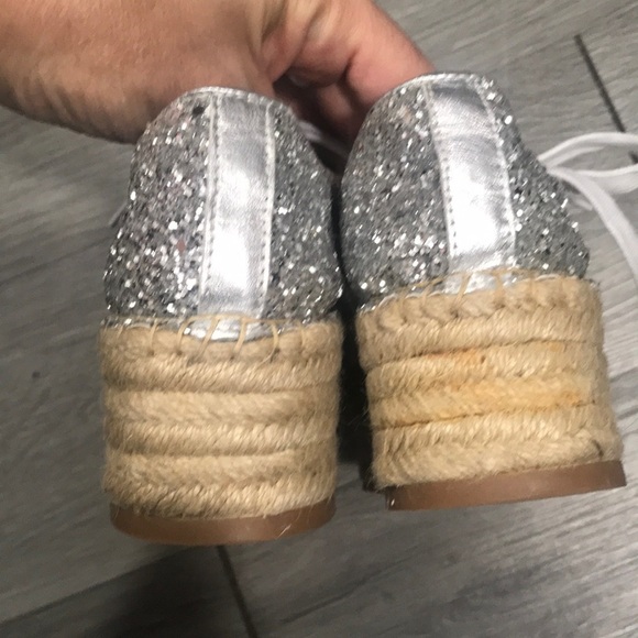 Miu Miu Silver Glitter Metallic Espadrille Sneakers      size 6 - Picture 7 of 10